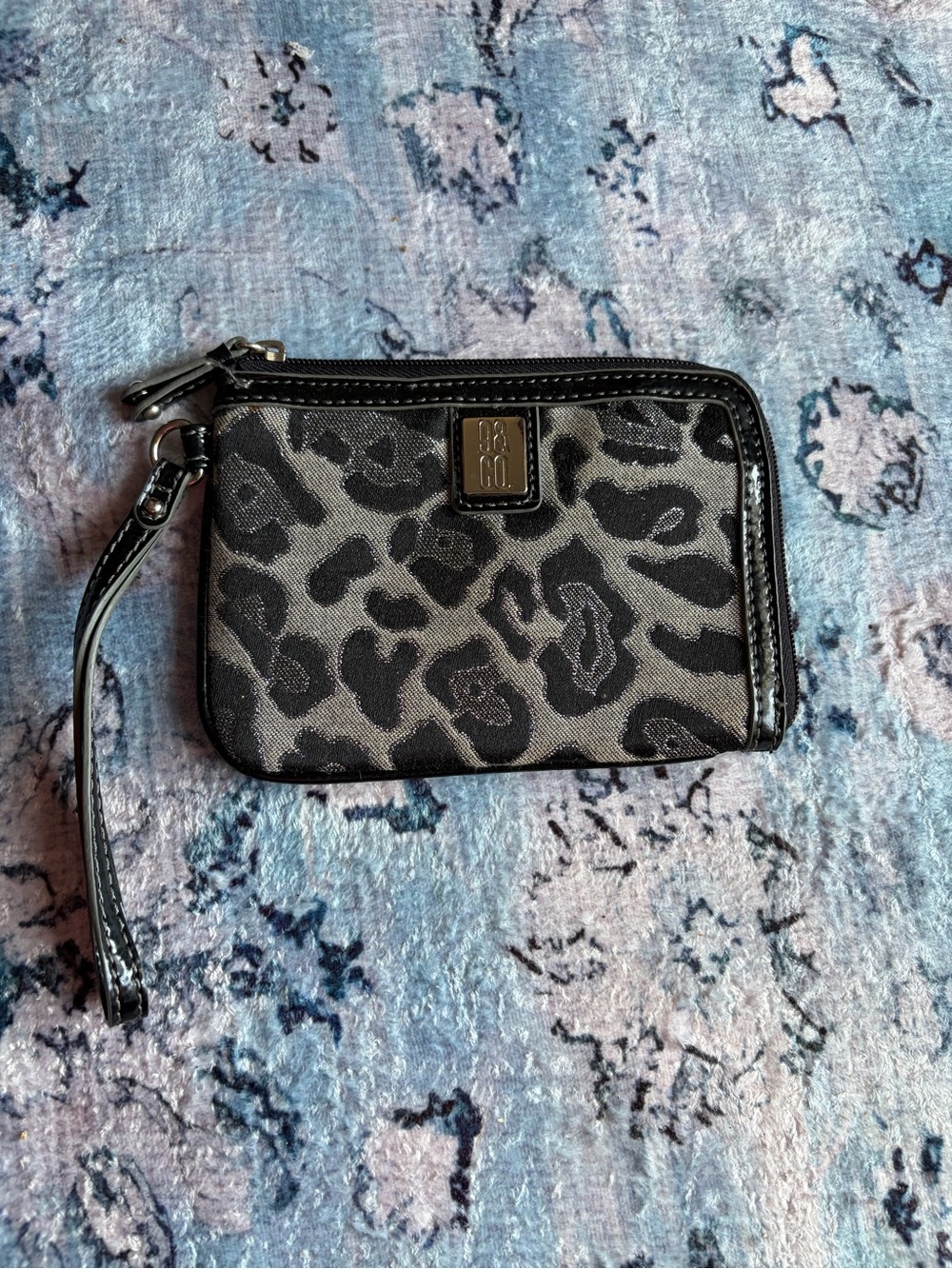 Black Leopard Print Wristlet Clutch - Women's Small Wallet